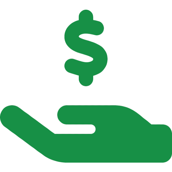 hand holding money sign green icon